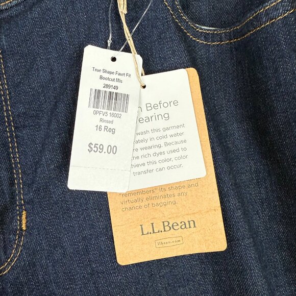 NWT LL Bean True Shape Favorite Fit Bootcut Jeans Dark Rinse Plus Size 16 NEW - Picture 6 of 12